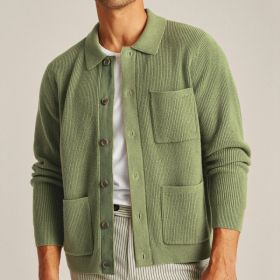 High-density Sweater Shirt Collar Long Sleeve (Option: Green-M)