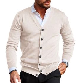 Men's Clothing Sweater Coat Autumn And Winter (Option: Beige-M)